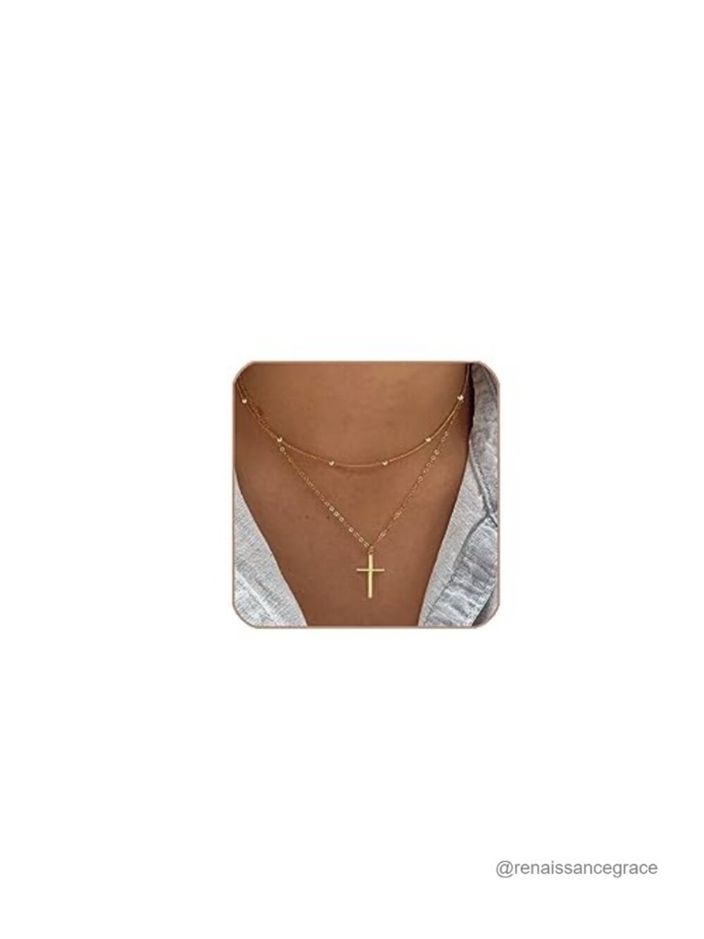 Dainty 14K Gold Silver Plated Cross Choker Necklace for Women Teen Girls